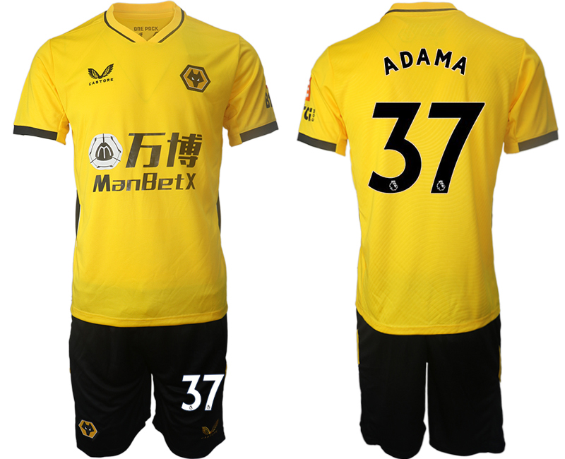Men 2021-2022 Club Wolverhampton Wanderers home yellow #37 Soccer Jersey